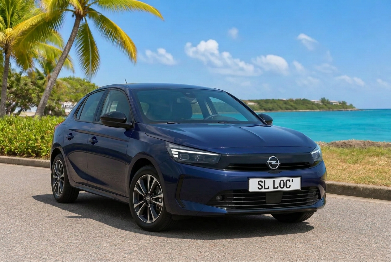 Opel Corsa automatique bleu marine en location en Martinique, SL LOC'
